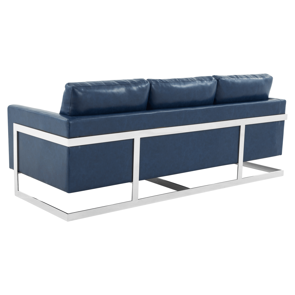 Lincoln 3 - Seater Sofa Upholstered in Velvet/Leather with Black/Silver/Gold Steel Base