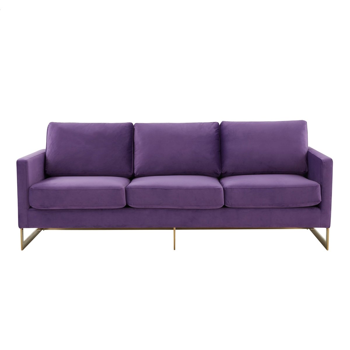 Lincoln 3 - Seater Sofa Upholstered in Velvet/Leather with Black/Silver/Gold Steel Base