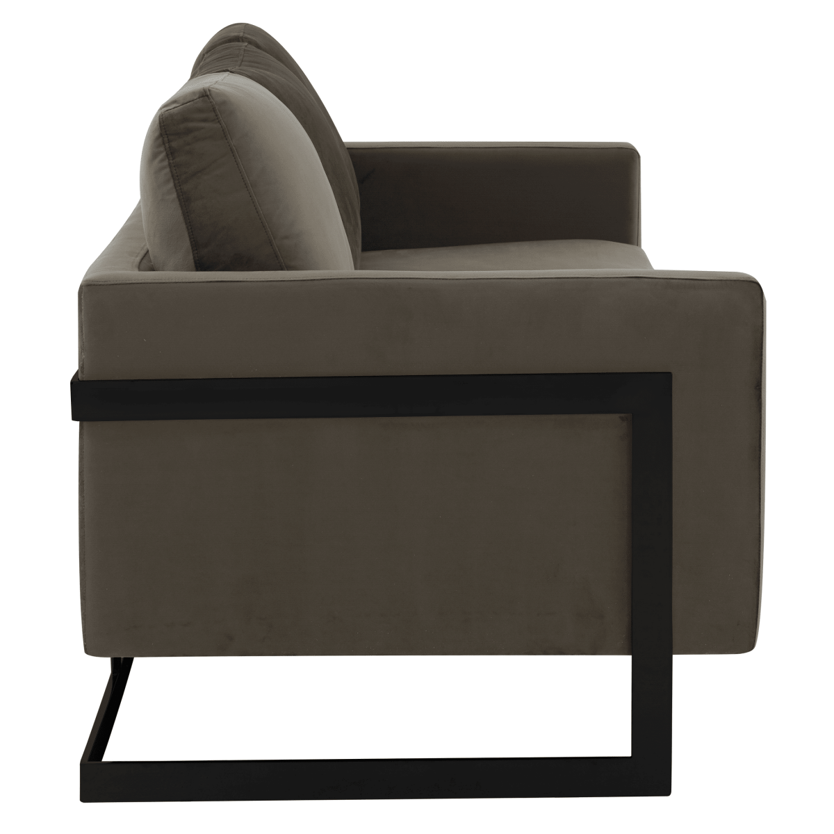 Lincoln 3 - Seater Sofa Upholstered in Velvet/Leather with Black/Silver/Gold Steel Base
