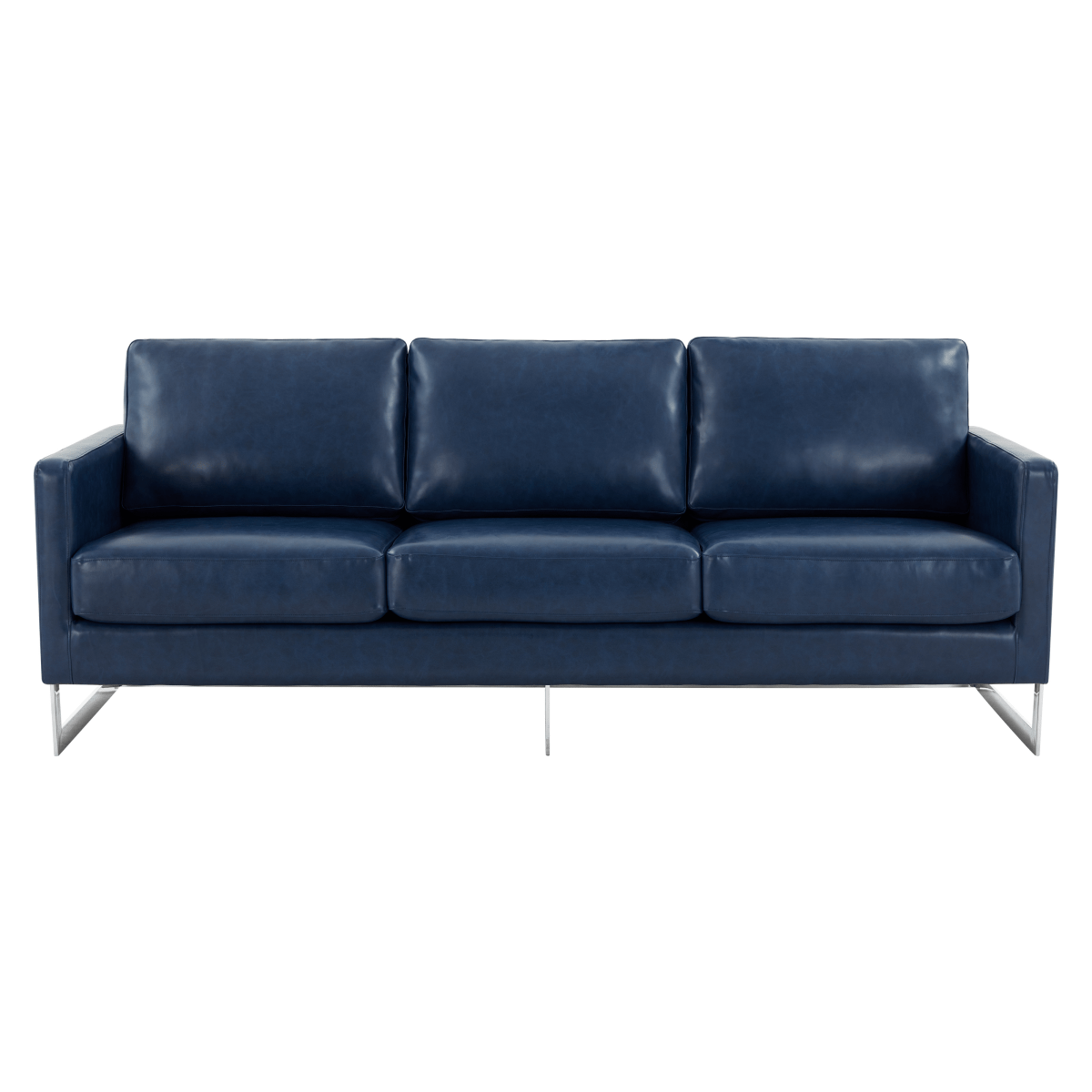 Lincoln 3 - Seater Sofa Upholstered in Velvet/Leather with Black/Silver/Gold Steel Base