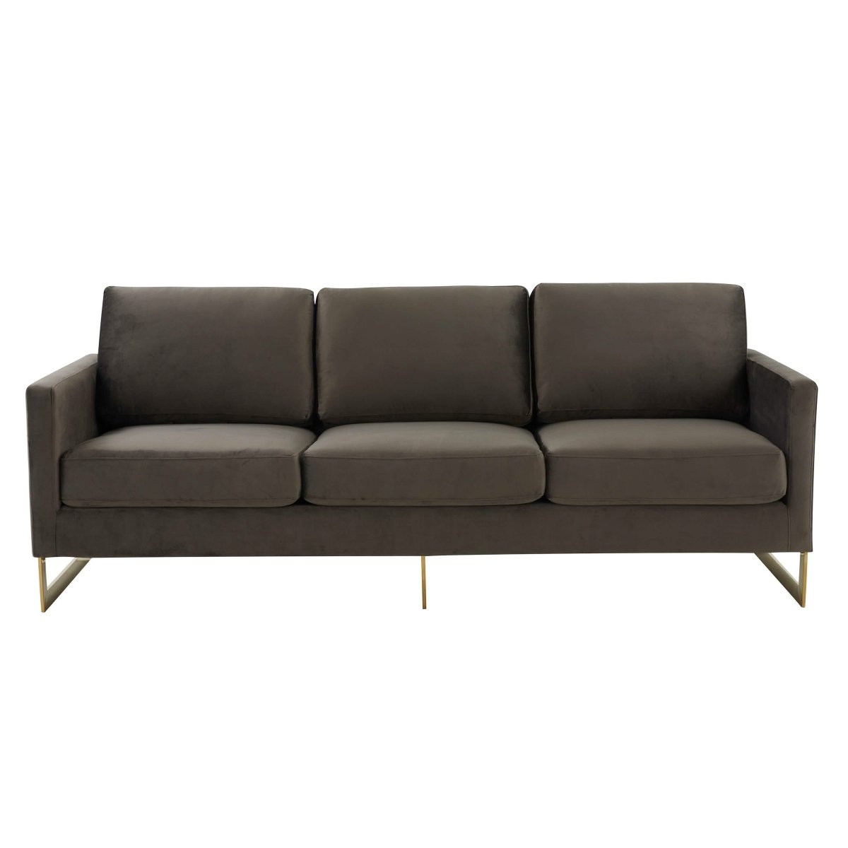 Lincoln 3 - Seater Sofa Upholstered in Velvet/Leather with Black/Silver/Gold Steel Base