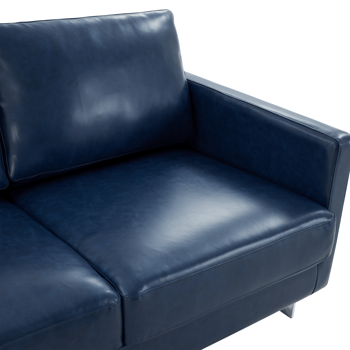 Lincoln 3 - Seater Sofa Upholstered in Velvet/Leather with Black/Silver/Gold Steel Base