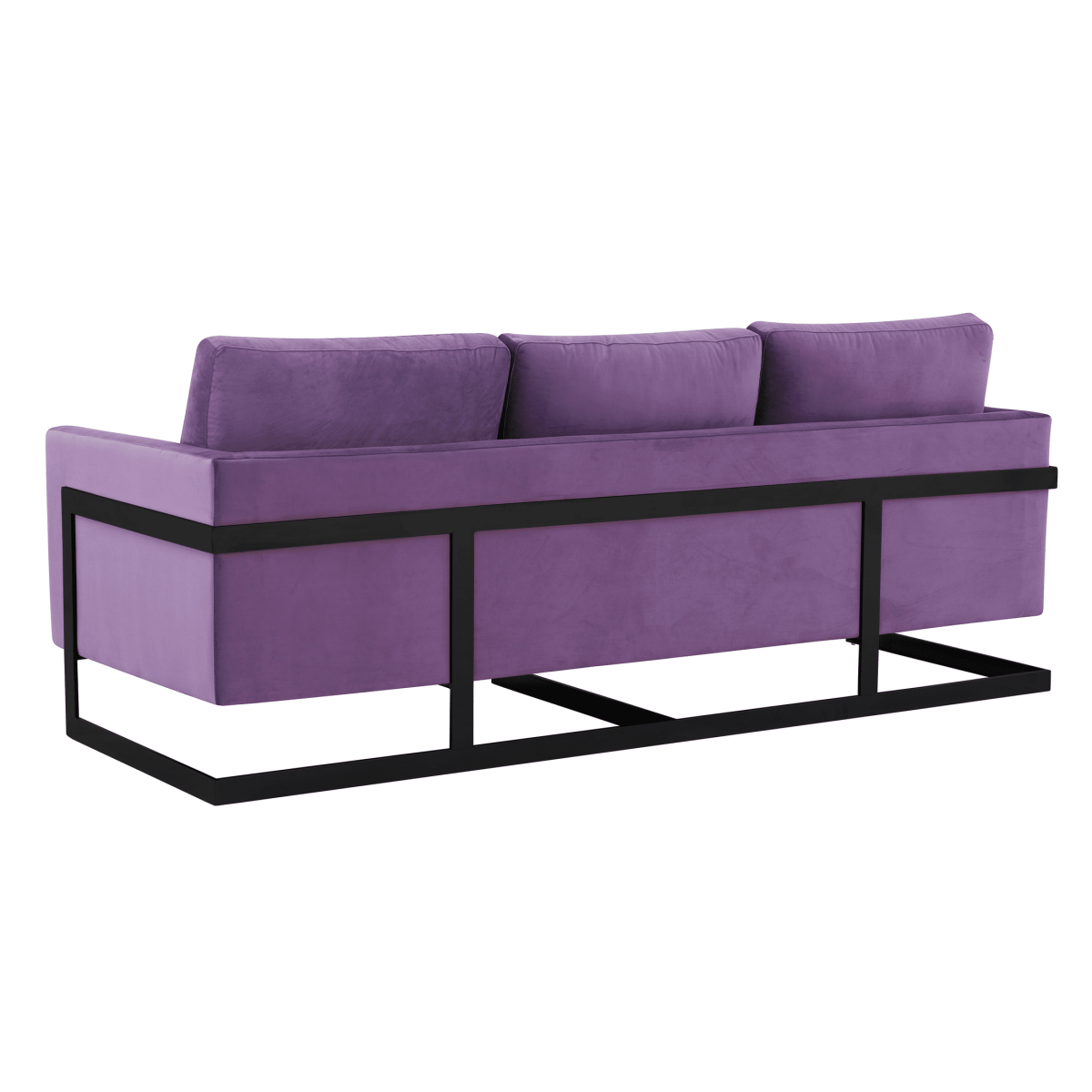 Lincoln 3 - Seater Sofa Upholstered in Velvet/Leather with Black/Silver/Gold Steel Base