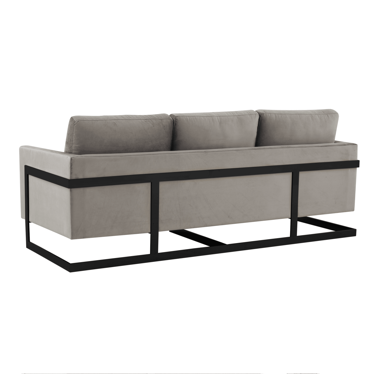 Lincoln 3 - Seater Sofa Upholstered in Velvet/Leather with Black/Silver/Gold Steel Base