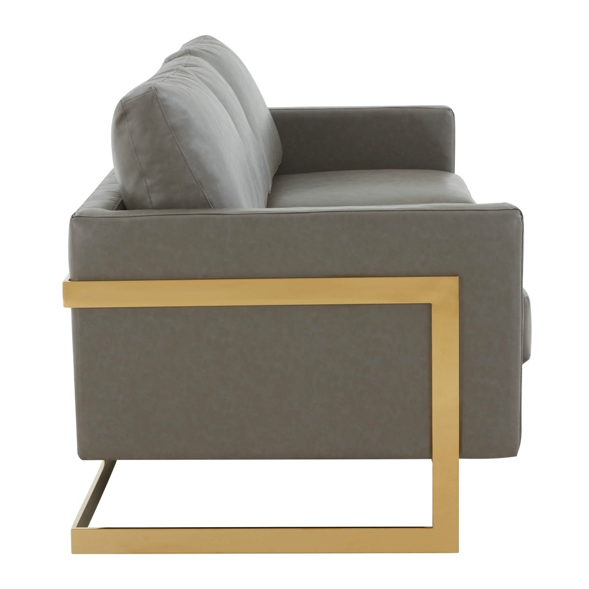 Lincoln 3 - Seater Sofa Upholstered in Velvet/Leather with Black/Silver/Gold Steel Base