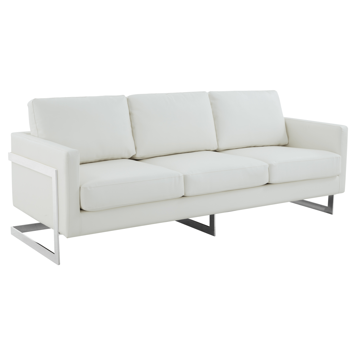 Lincoln 3 - Seater Sofa Upholstered in Velvet/Leather with Black/Silver/Gold Steel Base
