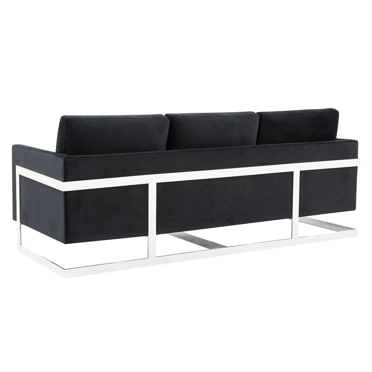 Lincoln 3 - Seater Sofa Upholstered in Velvet/Leather with Black/Silver/Gold Steel Base