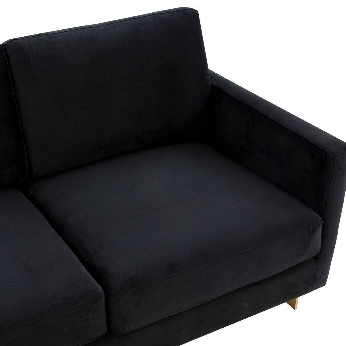 Lincoln 3 - Seater Sofa Upholstered in Velvet/Leather with Black/Silver/Gold Steel Base