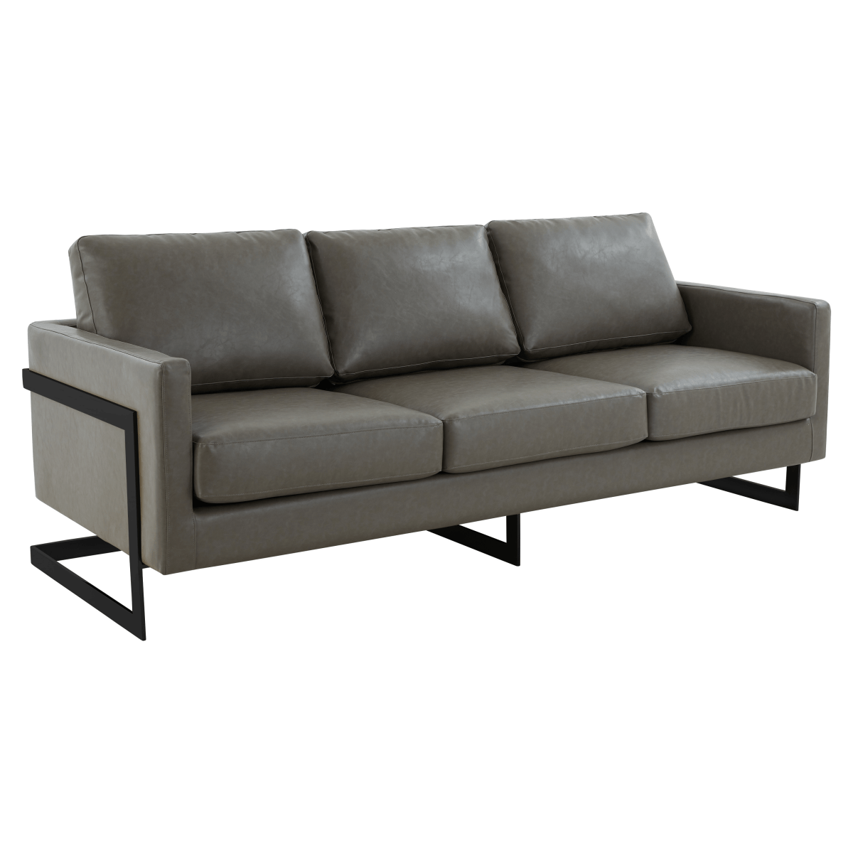 Lincoln 3 - Seater Sofa Upholstered in Velvet/Leather with Black/Silver/Gold Steel Base