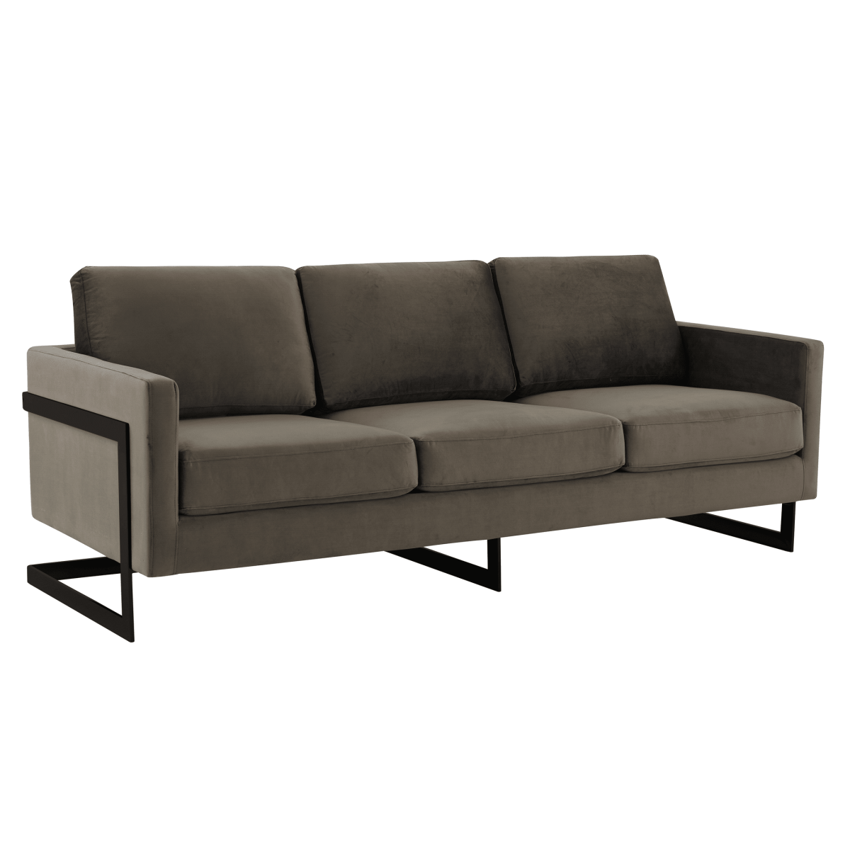 Lincoln 3 - Seater Sofa Upholstered in Velvet/Leather with Black/Silver/Gold Steel Base