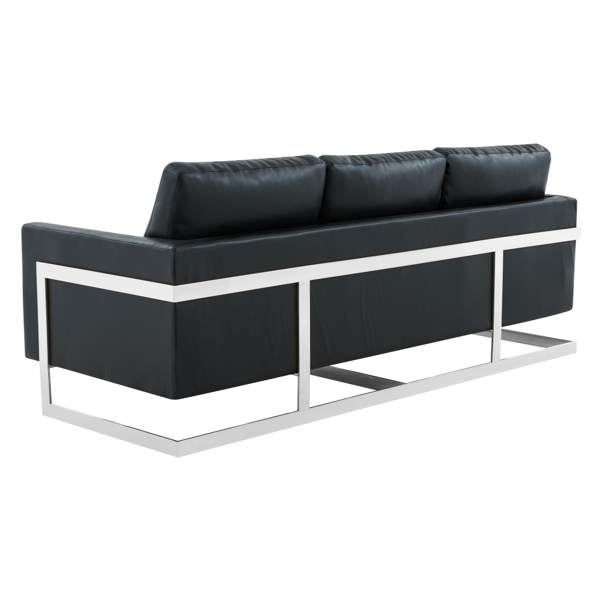Lincoln 3 - Seater Sofa Upholstered in Velvet/Leather with Black/Silver/Gold Steel Base