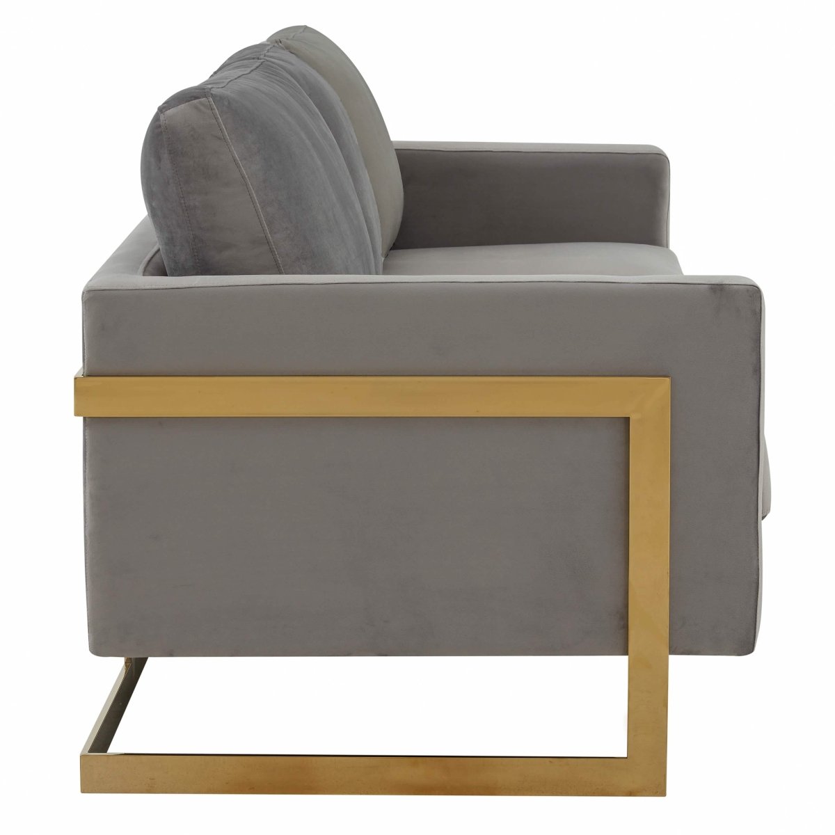 Lincoln 3 - Seater Sofa Upholstered in Velvet/Leather with Black/Silver/Gold Steel Base