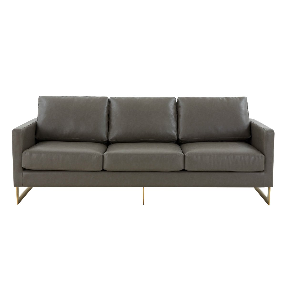 Lincoln 3 - Seater Sofa Upholstered in Velvet/Leather with Black/Silver/Gold Steel Base