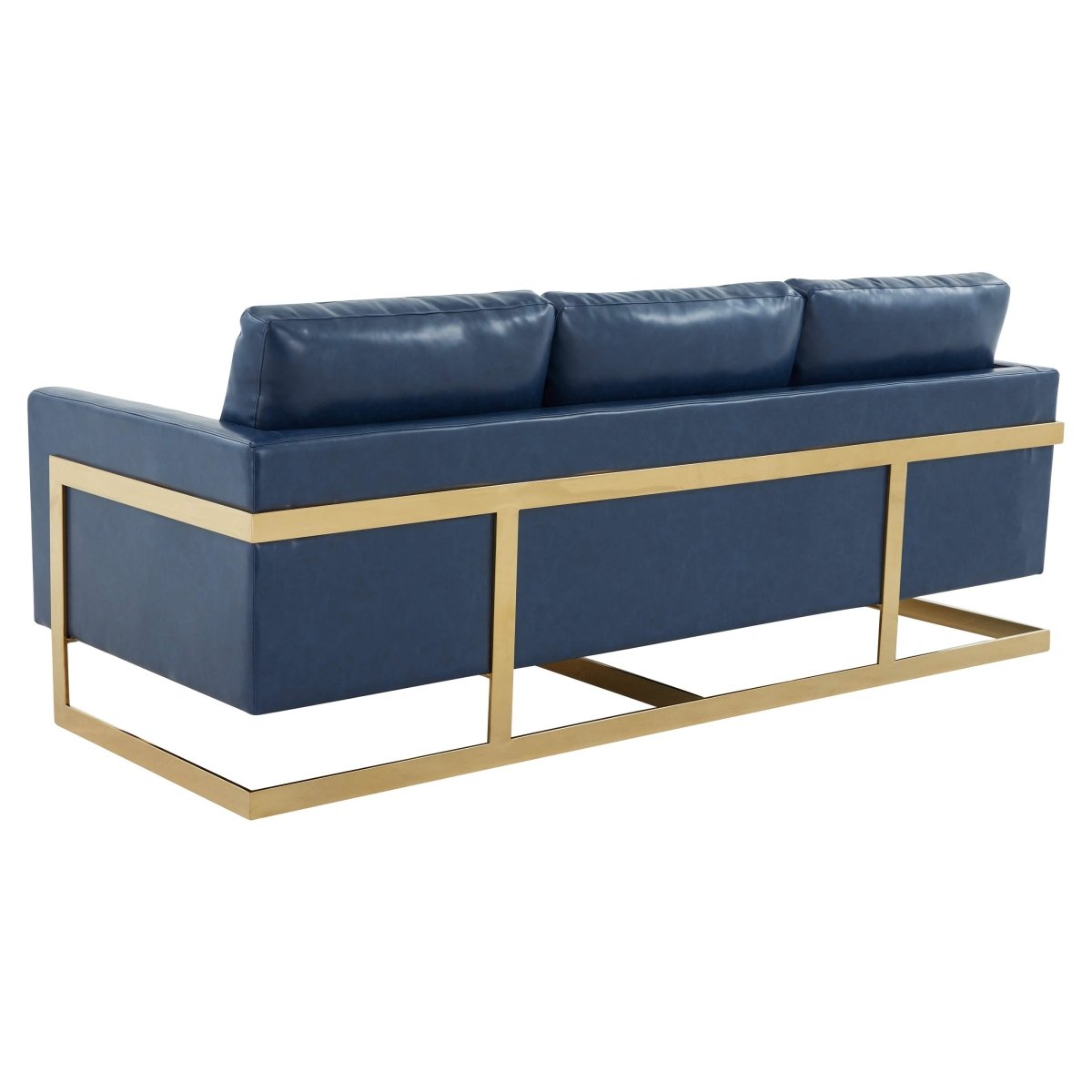 Lincoln 3 - Seater Sofa Upholstered in Velvet/Leather with Black/Silver/Gold Steel Base