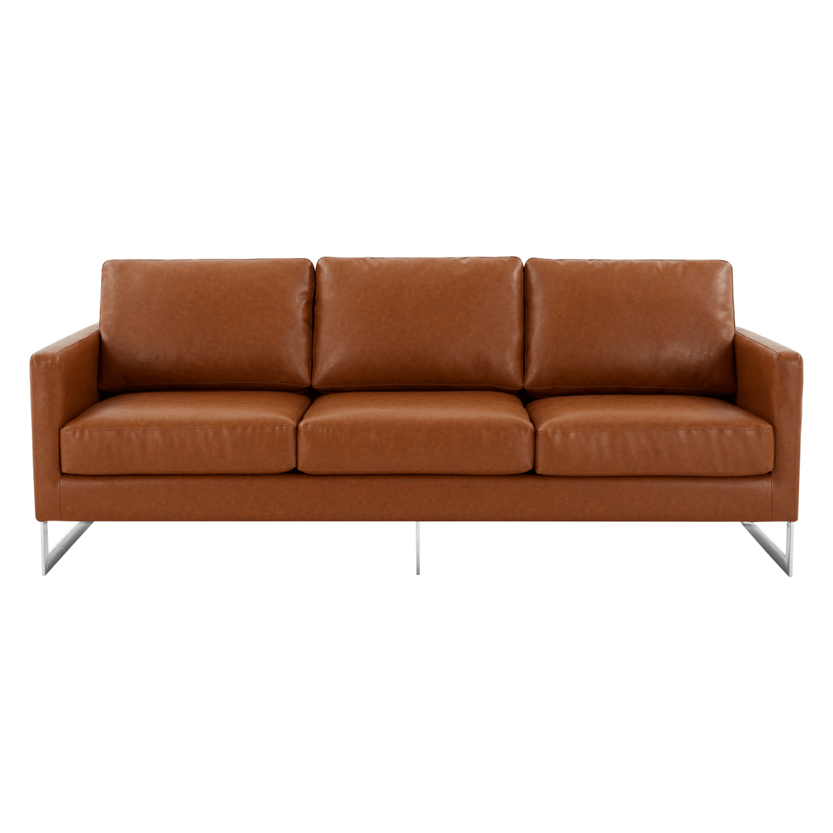 Lincoln 3 - Seater Sofa Upholstered in Velvet/Leather with Black/Silver/Gold Steel Base