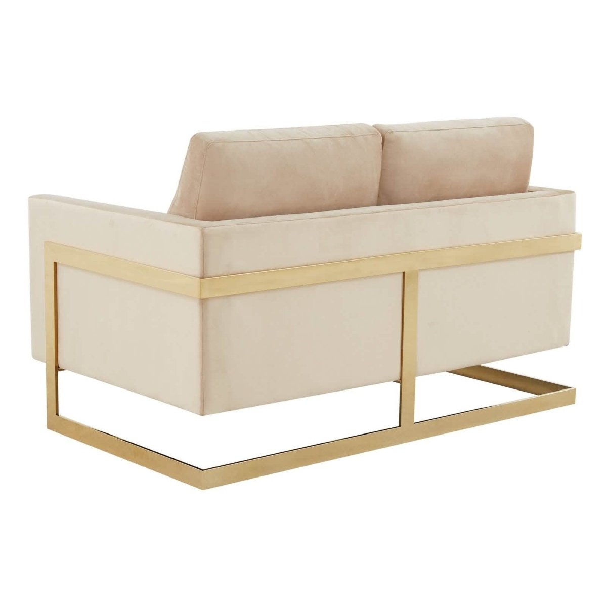 Lincoln Velvet/Leather Upholstered Loveseat with Gold/Black/Silver Steel Frame & Removable Cushions