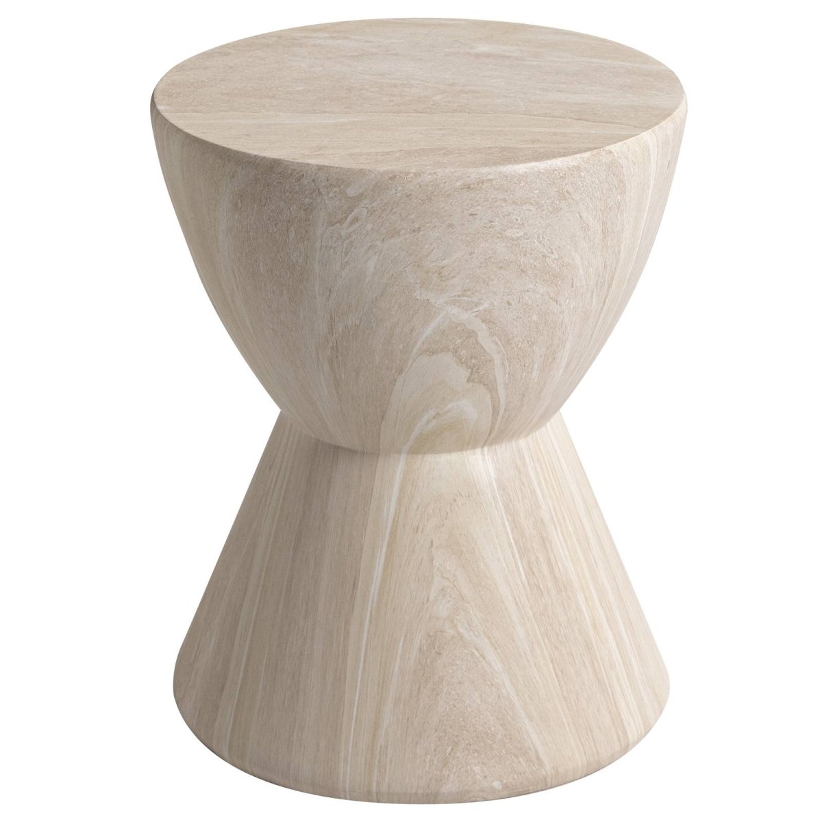 Loft 14" Wide Round Fiberstone Side End Table with Hourglass Design