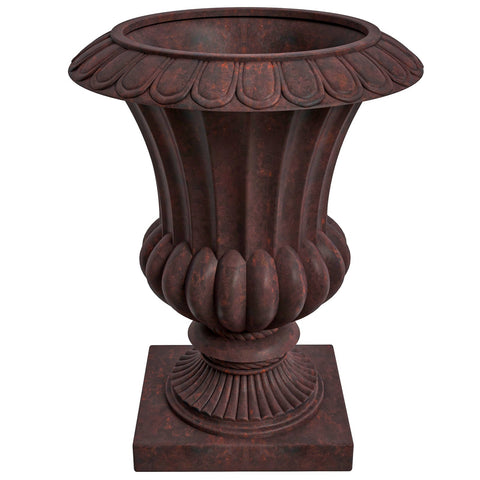 Lotus Fiberstone and Clay Urn Planter Pot Indoor Outdoor with Drainage Holes