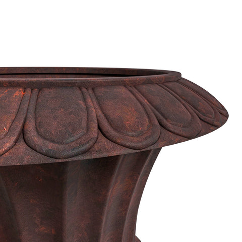 Lotus Fiberstone and Clay Urn Planter Pot Indoor Outdoor with Drainage Holes