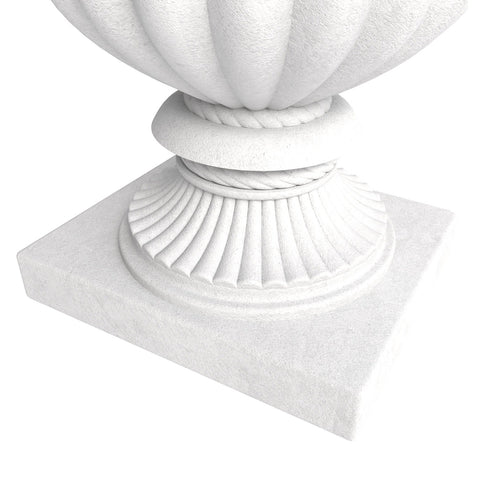 Lotus Fiberstone and Clay Urn Planter Pot Indoor Outdoor with Drainage Holes