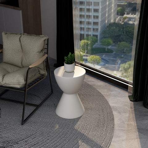 Loft Side Table Hourglass Design in Fiberstone Accent Table