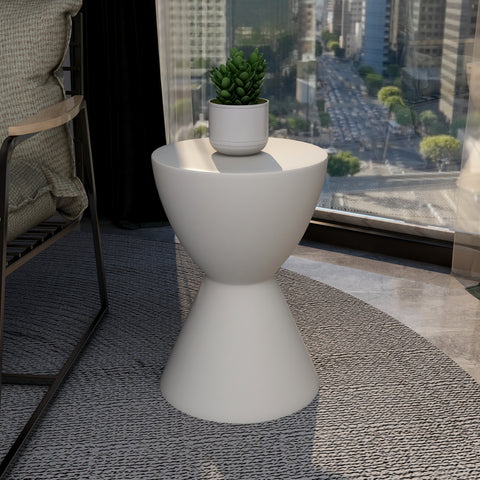 Loft Side Table Hourglass Design in Fiberstone Accent Table