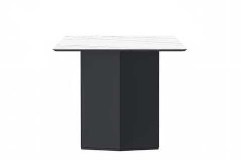 Lior Dining Table with Rectangular Glass/Sintered Stone Tabletop and Black Steel Legs