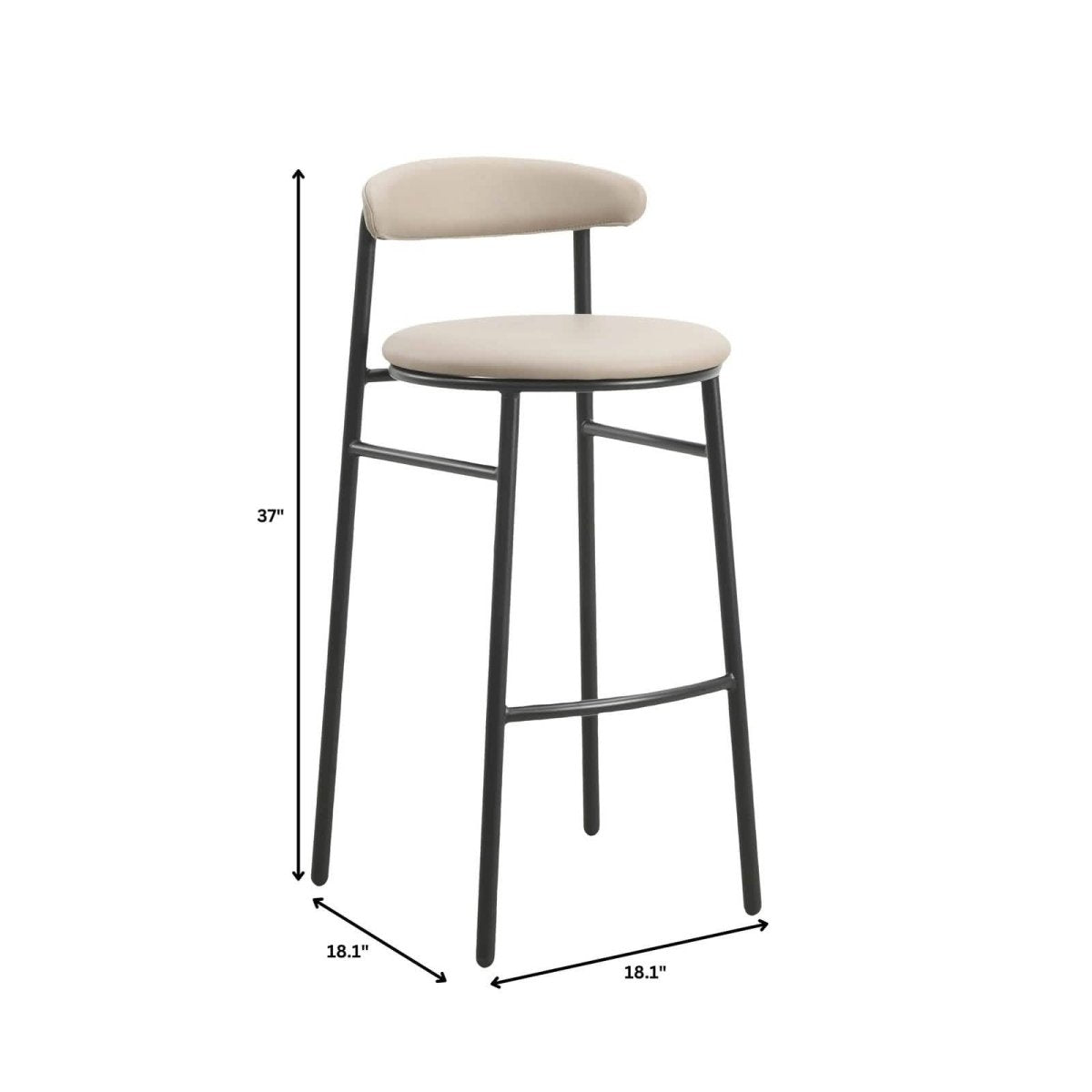 Lume Series Modern Bar Stool Upholstered in Leather for Dining Room and Kitchen