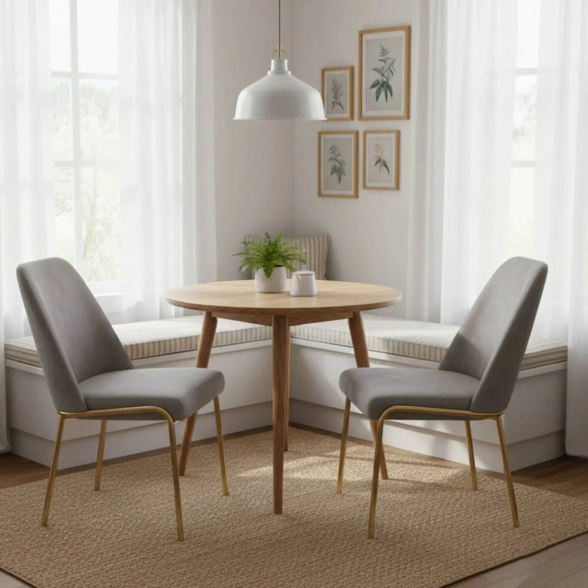 Lumen Modern Upholstered Dining Chair with Gold Steel Legs, Ergonomic Accent Chair