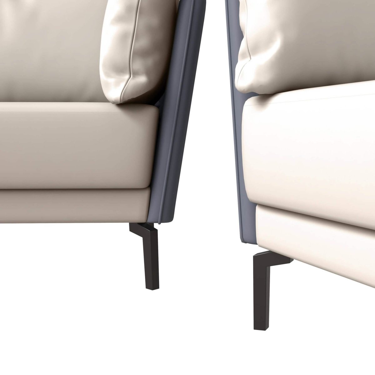 Luxify 3 - Piece Leather Sofa Set with Stainless Steel Legs and Removable Cushions