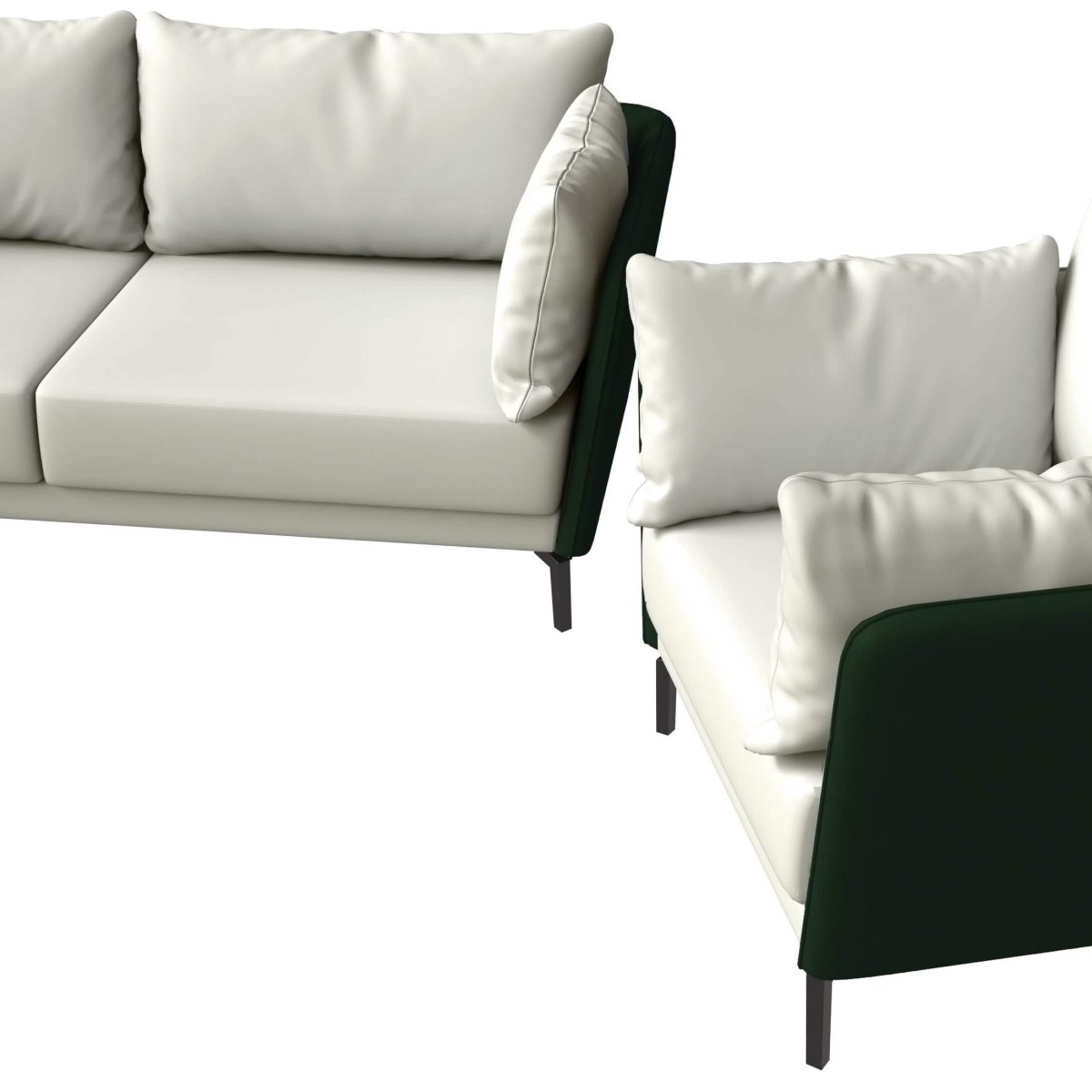 Luxify 3 - Piece Leather Sofa Set with Stainless Steel Legs and Removable Cushions