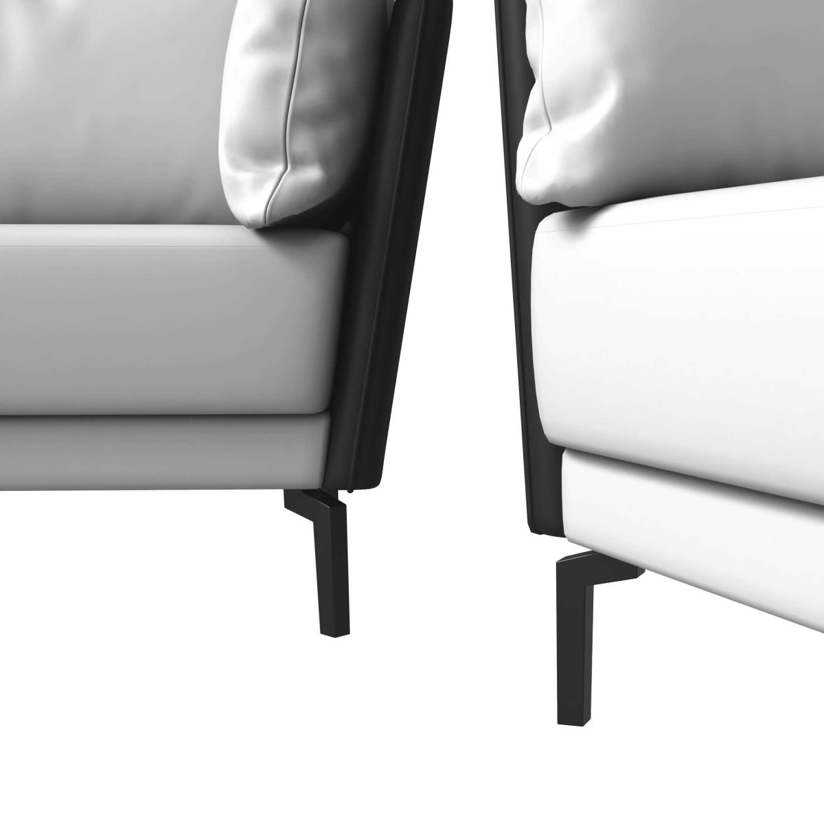 Luxify 3 - Piece Leather Sofa Set with Stainless Steel Legs and Removable Cushions