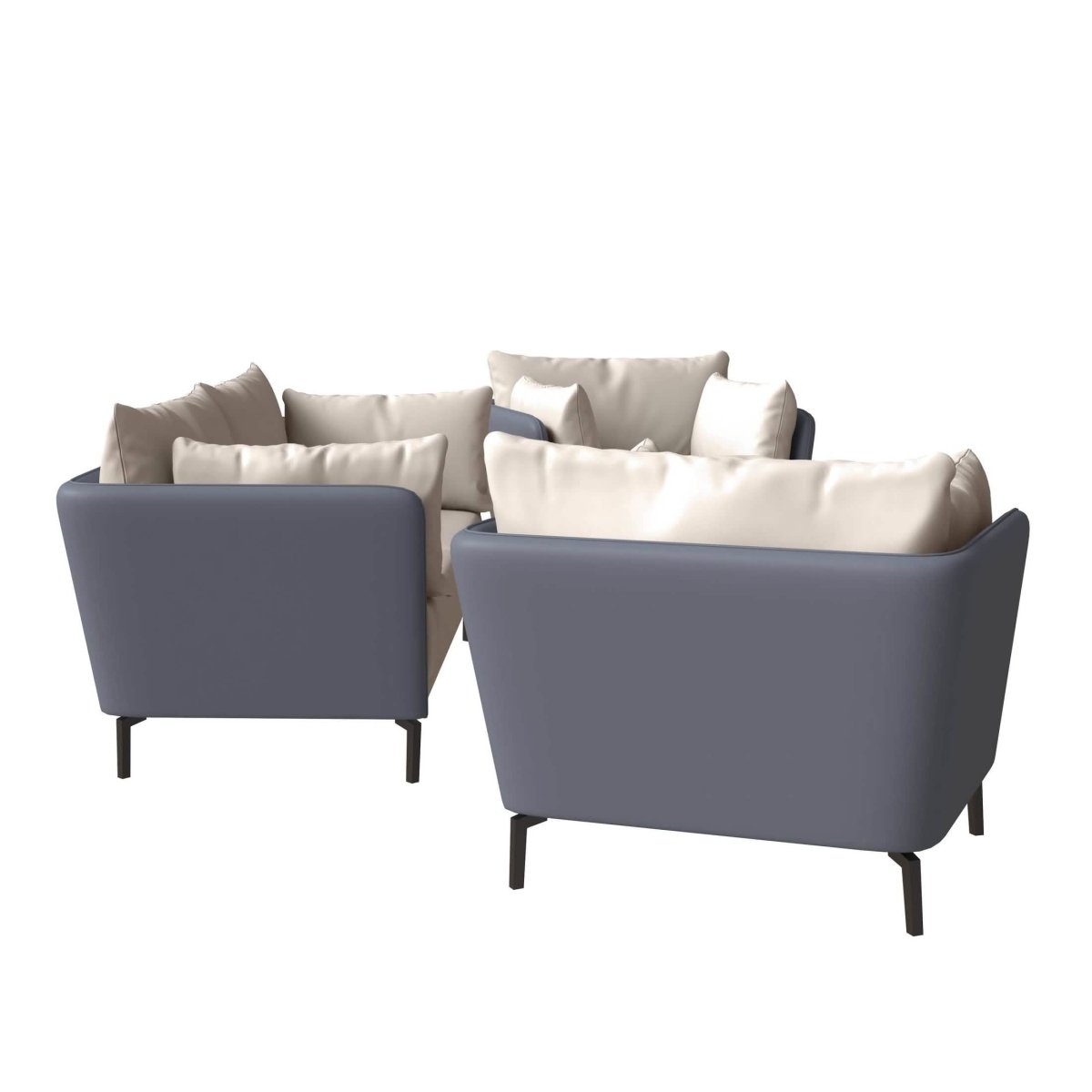 Luxify 3 - Piece Leather Sofa Set with Stainless Steel Legs and Removable Cushions