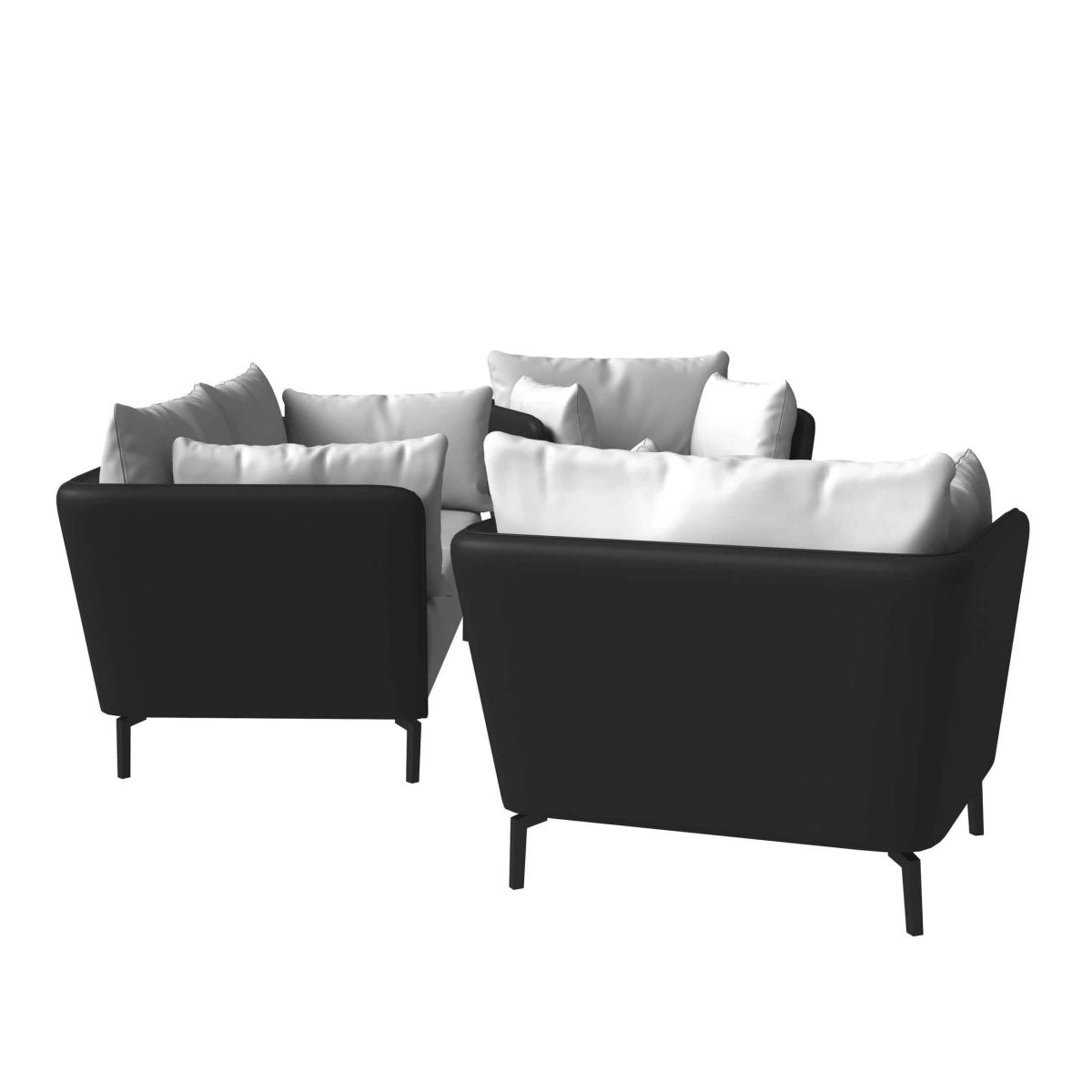Luxify 3 - Piece Leather Sofa Set with Stainless Steel Legs and Removable Cushions