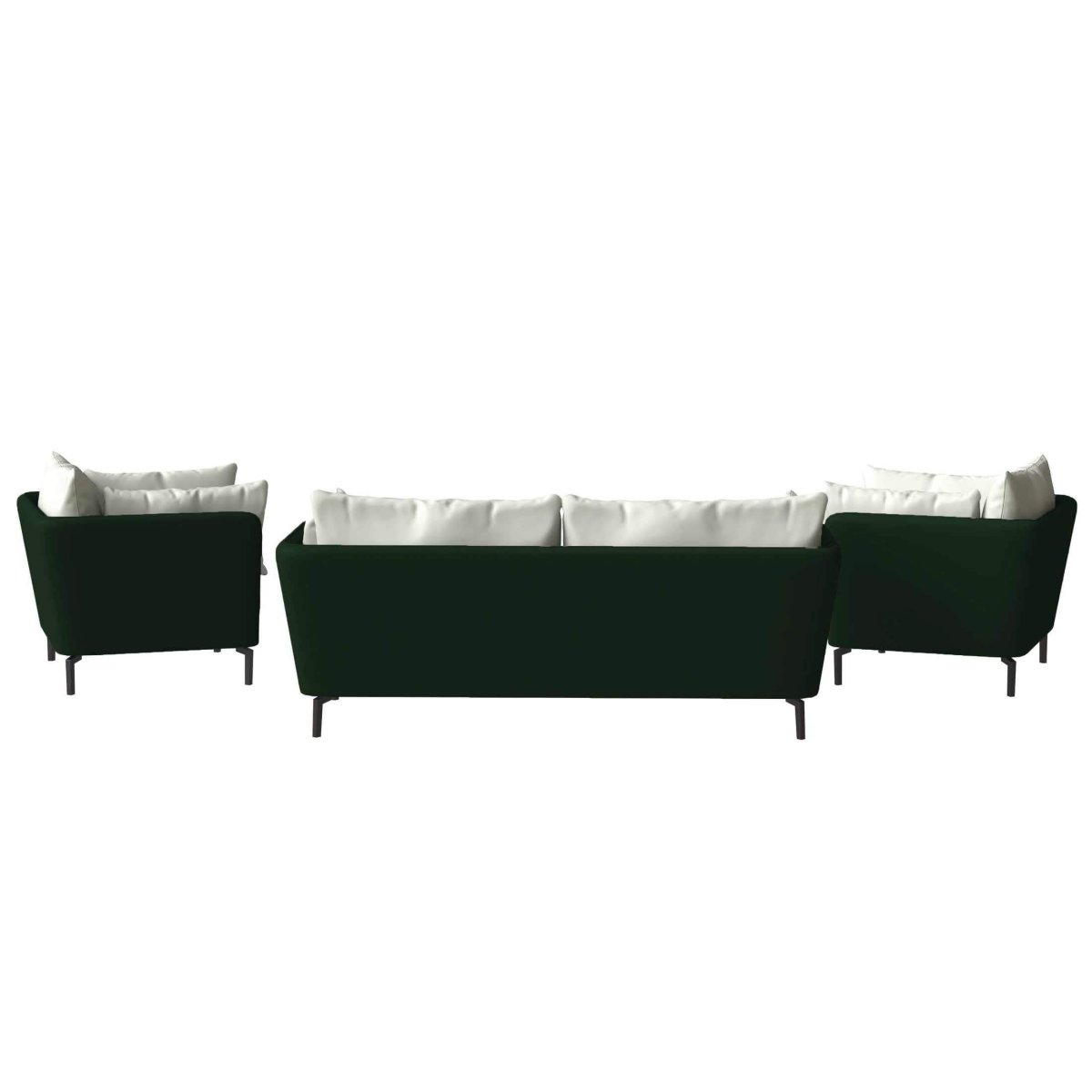 Luxify 3 - Piece Leather Sofa Set with Stainless Steel Legs and Removable Cushions