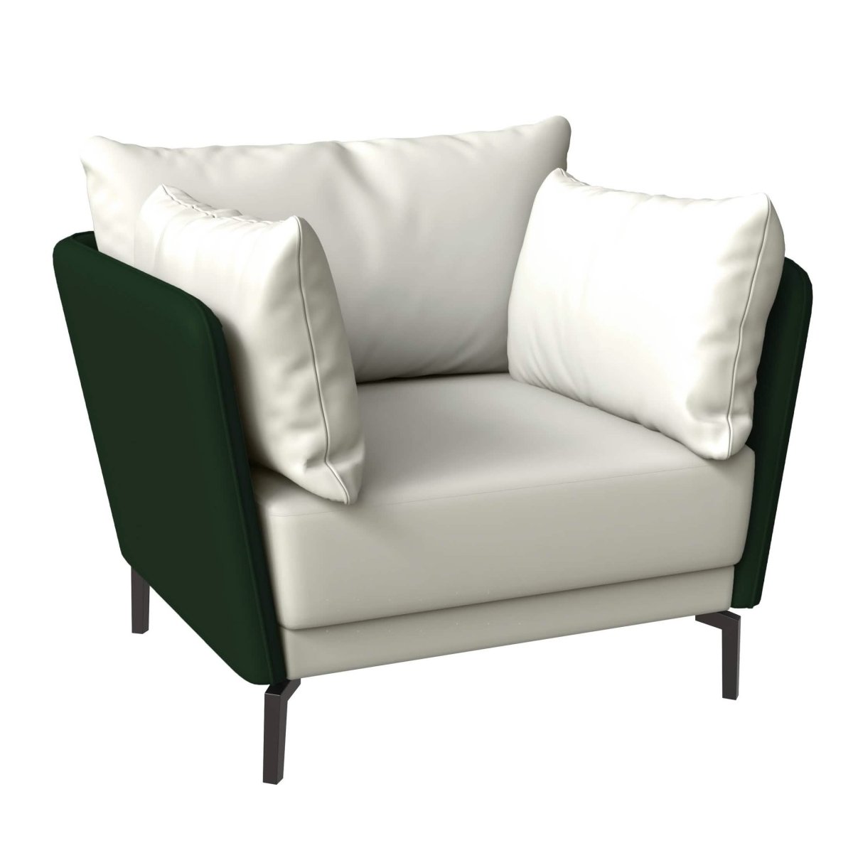 Luxify Single - Seater Leather Sofa Accent Armchair with Stainless Steel Legs and Removable Cushions