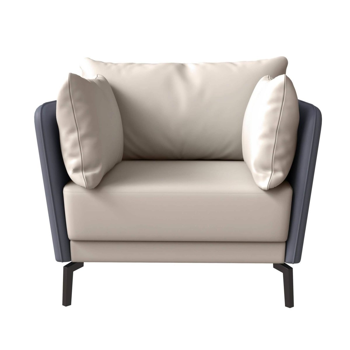 Luxify Single - Seater Leather Sofa Accent Armchair with Stainless Steel Legs and Removable Cushions