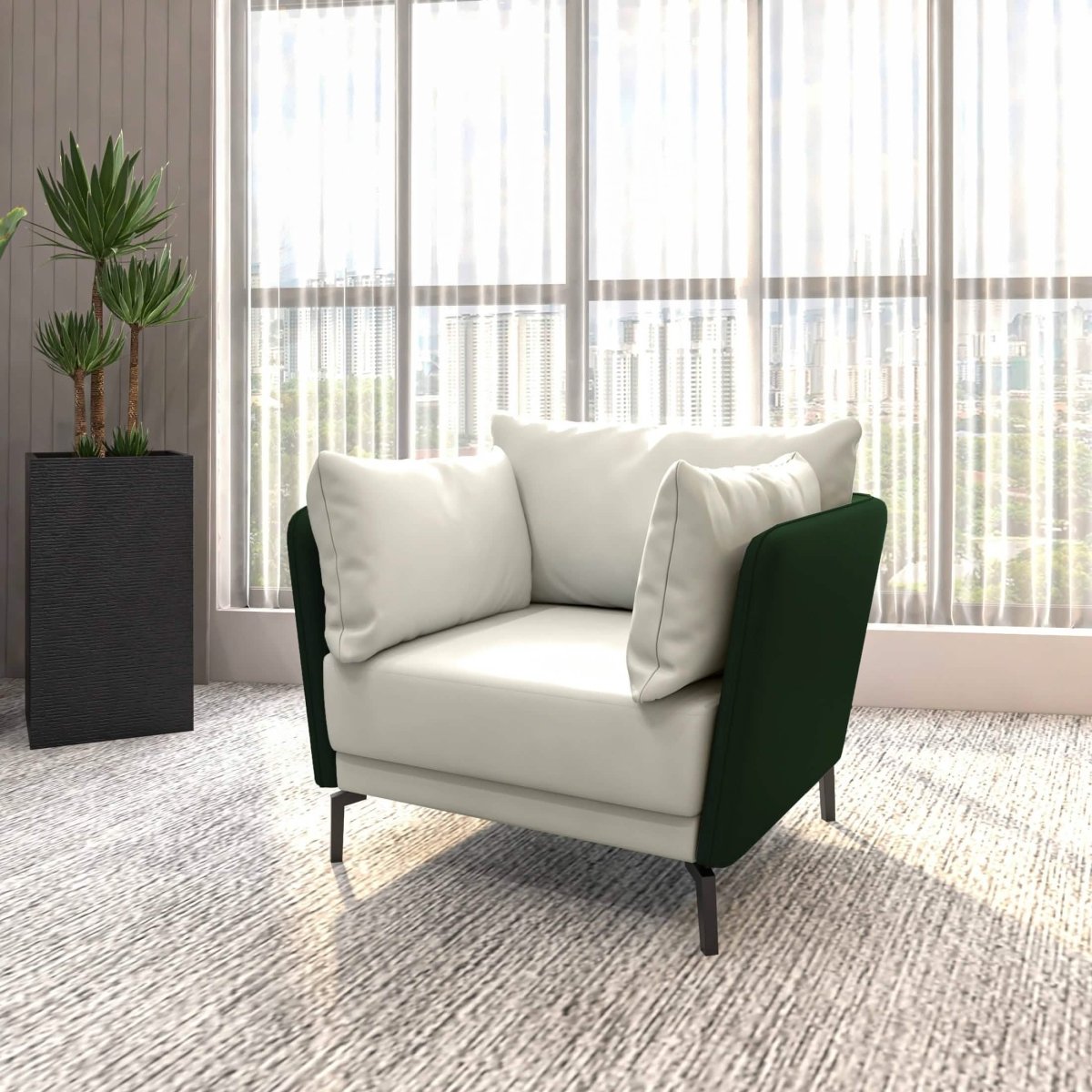 Luxify Single - Seater Leather Sofa Accent Armchair with Stainless Steel Legs and Removable Cushions