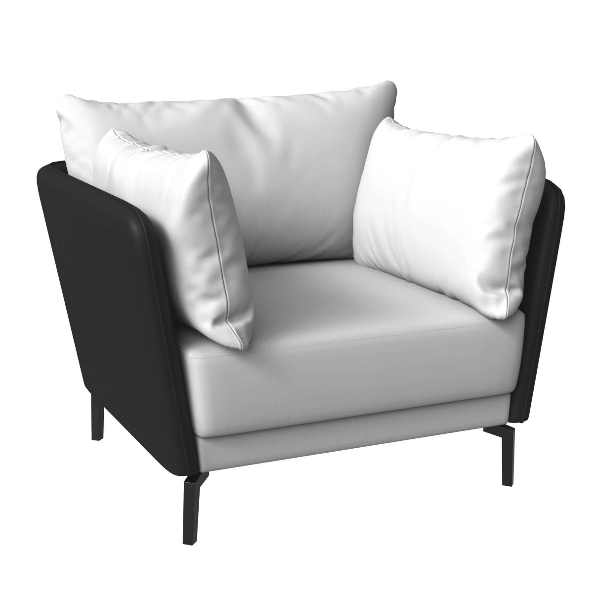 Luxify Single - Seater Leather Sofa Accent Armchair with Stainless Steel Legs and Removable Cushions