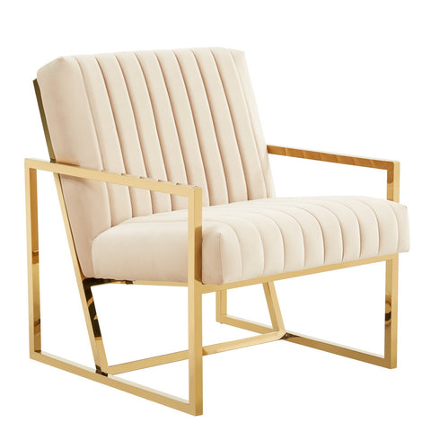 Montgomery Velvet Pinstripe Design Accent Armchair With Gold Frame