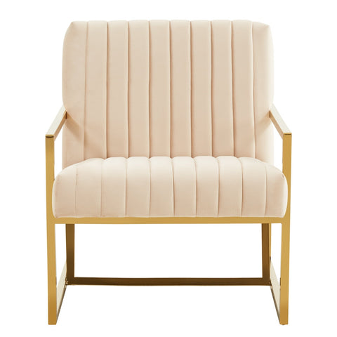 Montgomery Velvet Pinstripe Design Accent Armchair With Gold Frame