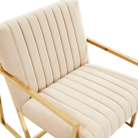 Montgomery Velvet Pinstripe Design Accent Armchair With Gold Frame