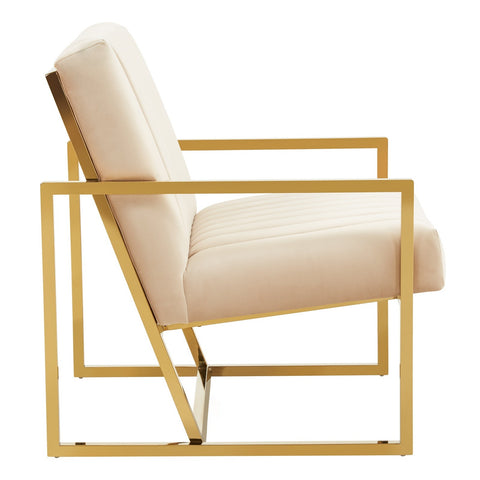 Montgomery Velvet Pinstripe Design Accent Armchair With Gold Frame