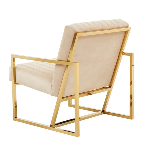 Montgomery Velvet Pinstripe Design Accent Armchair With Gold Frame