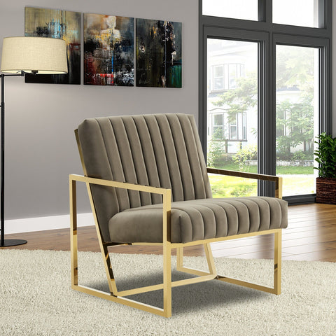 Montgomery Velvet Pinstripe Design Accent Armchair With Gold Frame