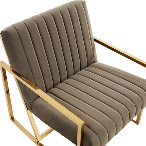 Montgomery Velvet Pinstripe Design Accent Armchair With Gold Frame