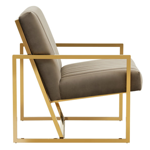 Montgomery Velvet Pinstripe Design Accent Armchair With Gold Frame