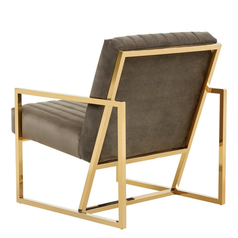 Montgomery Velvet Pinstripe Design Accent Armchair With Gold Frame