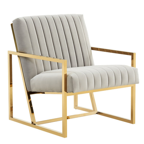 Montgomery Velvet Pinstripe Design Accent Armchair With Gold Frame