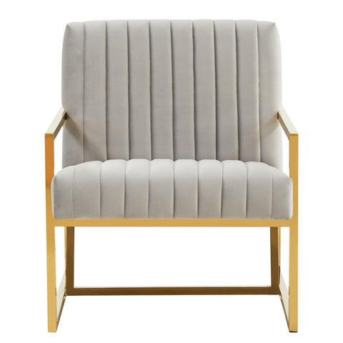 Montgomery Velvet Pinstripe Design Accent Armchair With Gold Frame